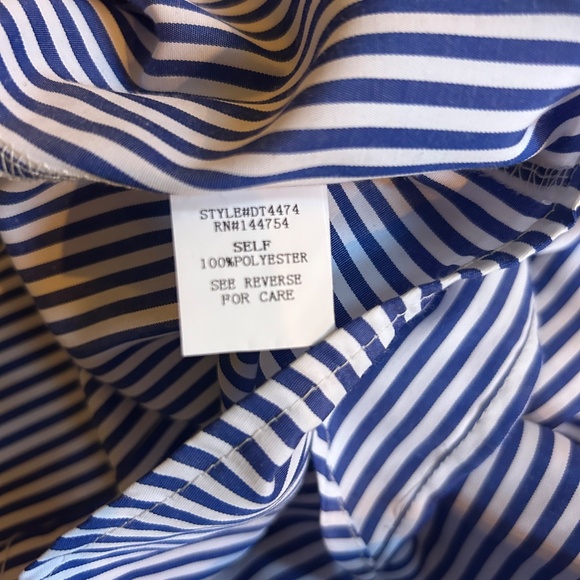 Davi & Dani Top Blue White Floral Embroidery Long Sleeve Knot Waist Women's L - Picture 10 of 10